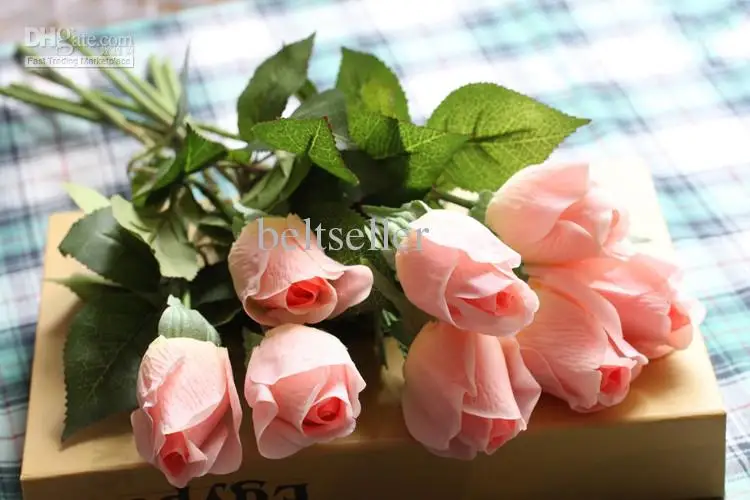 46 см Длина искусственный шелк розы Ремесло Цветы Реальные на ощупь розы для Рождества Свадебные украшения 6 цветов