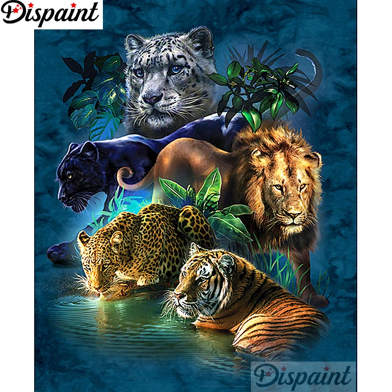 

Dispaint Full Square/Round Drill 5D DIY Diamond Painting "Tiger lion" Embroidery Cross Stitch 3D Home Decor A11416