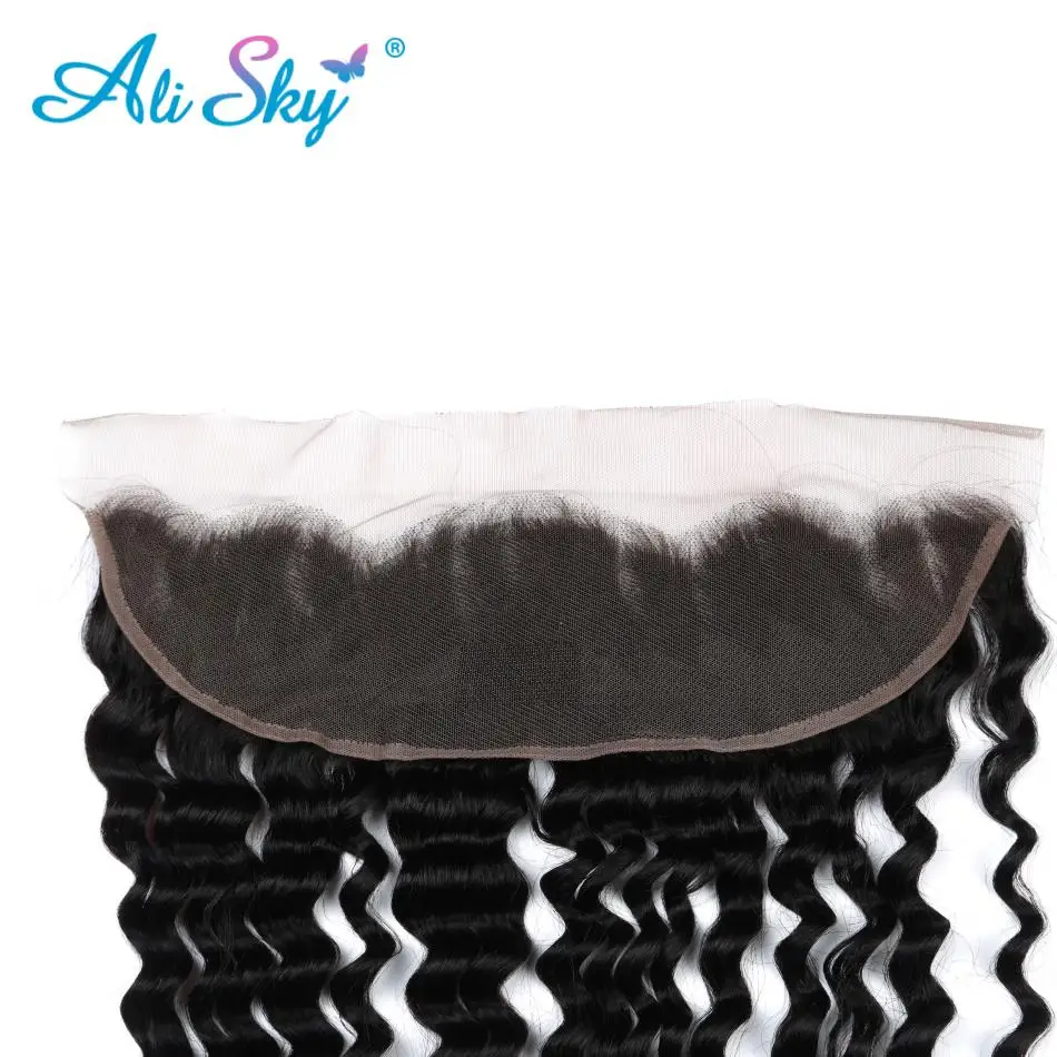 Ali Sky Brazilian nonremy Deep Wave 13x4 Ear to Ear Lace Frontal Human Hair Weave Bundles Free Part Closure Natural Hairline Ali Sky Brazilian nonremy Deep Wave 13x4 Ear to Ear Lace Frontal Human Hair Weave Bundles Free Part Closure Natural Hairline