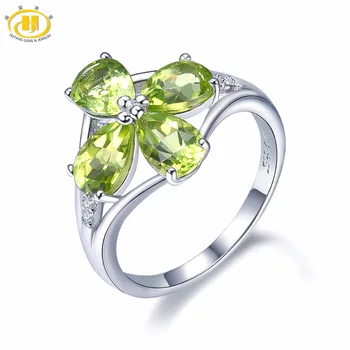 

Hutang Stone Jewelry Natural Gemstone Peridot Similar Diamond Lucky Ring Solid 925 Sterling Silver Fine Fashion Jewelry For Gift