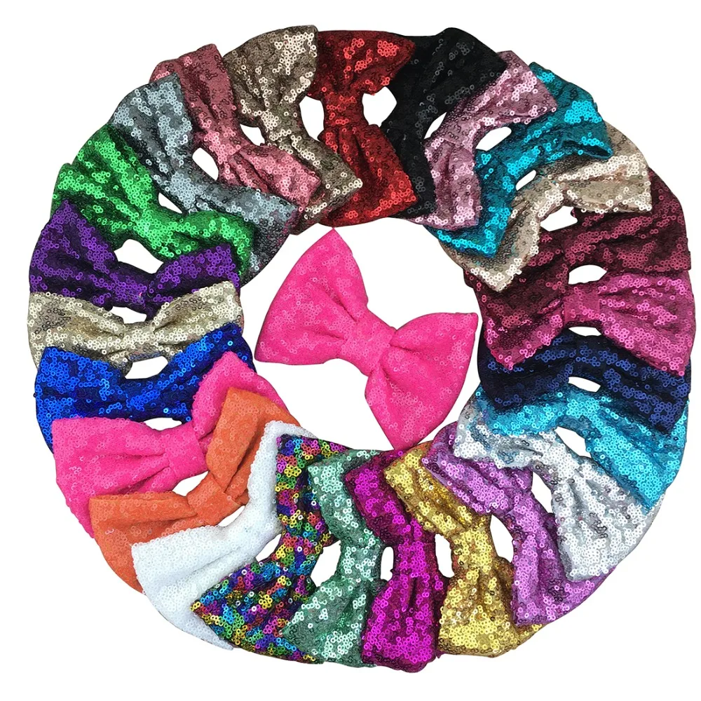 1PC 5"  Sequin Hair Bows with With Alligator Clip Gitrls Hairpins Hair Clip Princess Hair Accessories