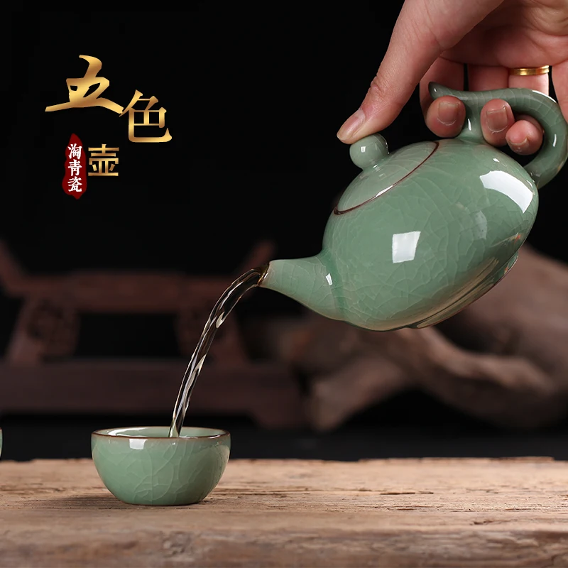 

Ru Kiln Ice Cracks Household Tea Pot Ru Porcelain Teapots Tea Set Single Pottery Green Tea Chinese Kung Fu Kettle Puer Teapot