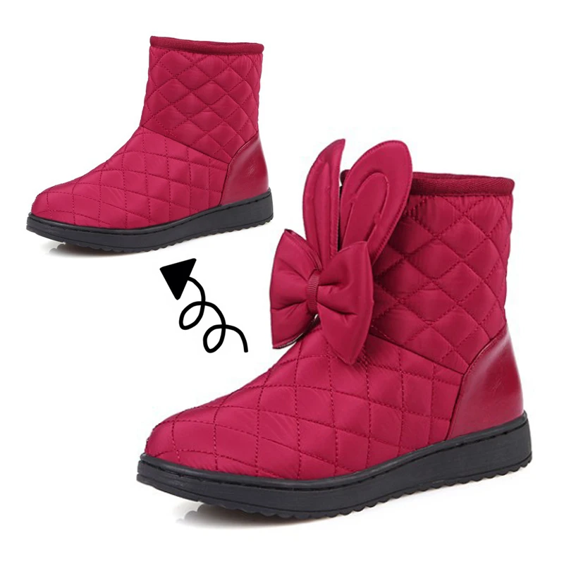 

Rabbit Kids Winter Boots for Girls Winter Shoes with Fur Girl Detachable Bunny Ears Waterproof Boots Children Snowshoes 31-40