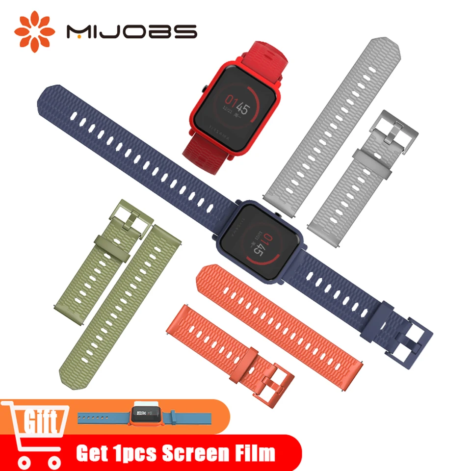

Mijobs 20 22mm Silicone Wrist Strap for Xiaomi Huami Amazfit Bip BIT PACE Band Smart Watch Bracelet Accessories Wristband Straps