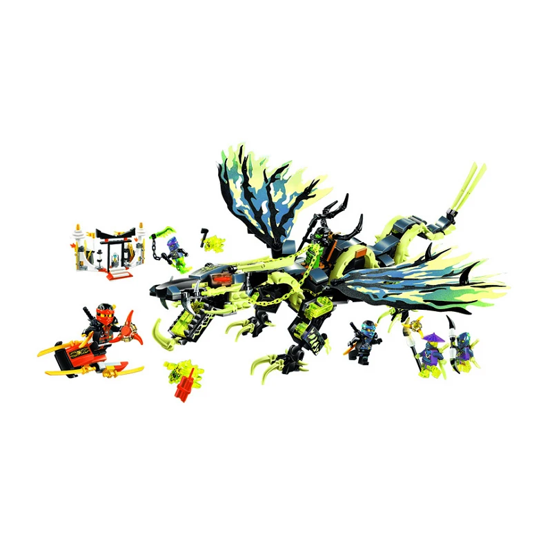 

658pcs Ninja Attack of the Morro Dragon Tomb Jet Boards Ghost Model Building Blocks Bricks Compatible legoings Toy for Kid