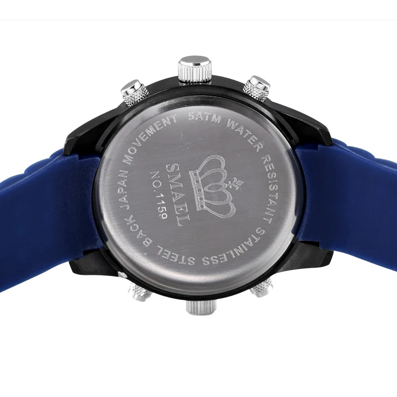Koop Grote mannen Sporthorloge Drie Tijd Display LED Digitale Quartz Horloge Waterdicht Dual Time Casual Horloge 1159 Mannen Horloge chronograaf