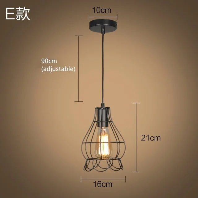 Подвесные светильники из кованого железа, винтажные E27 85-265V простой стиль мода, подходит для дома, украшения магазина - Цвет корпуса: E