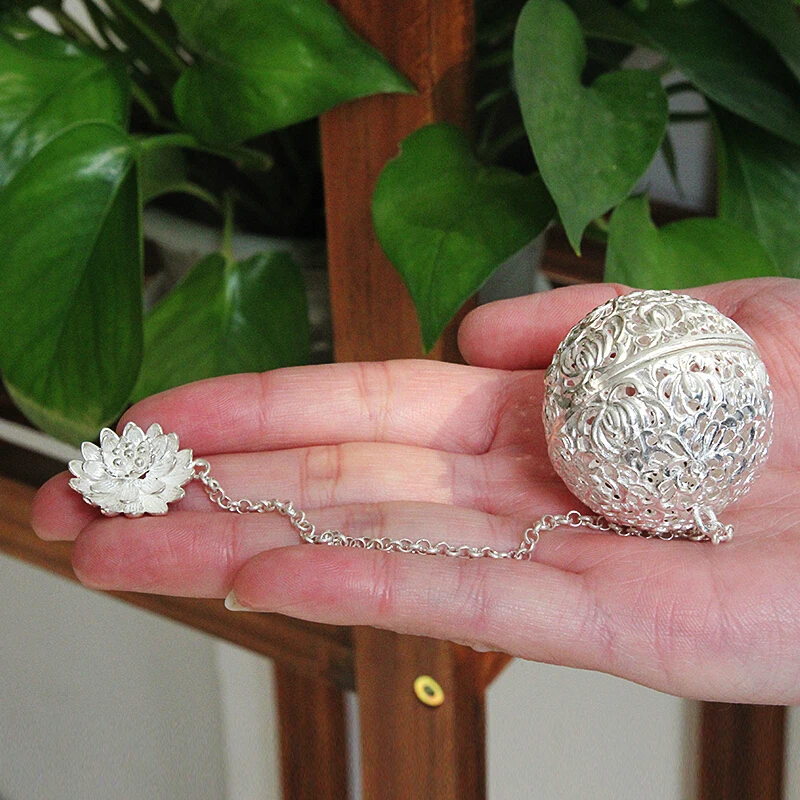  New S999 Silver Ball Tea Dip Net Filter with Hook Loose Tea Spice Ball with Rope Chain Home Kitchen - 1000008477366