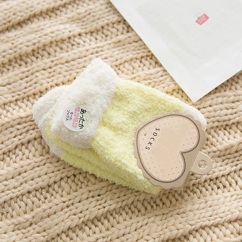 Японский Стиль взрослых осень-зима из кораллового флиса; домашние носки утолщенные теплые простой цветной женский носки-тапочки - Цвет: C