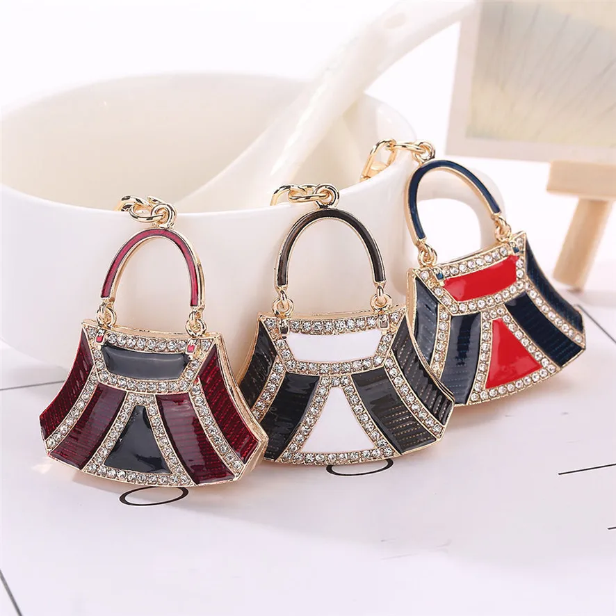 Fashion Charms Fine Handbag Shape Charms Rhinestone Tassel Keychain Bag