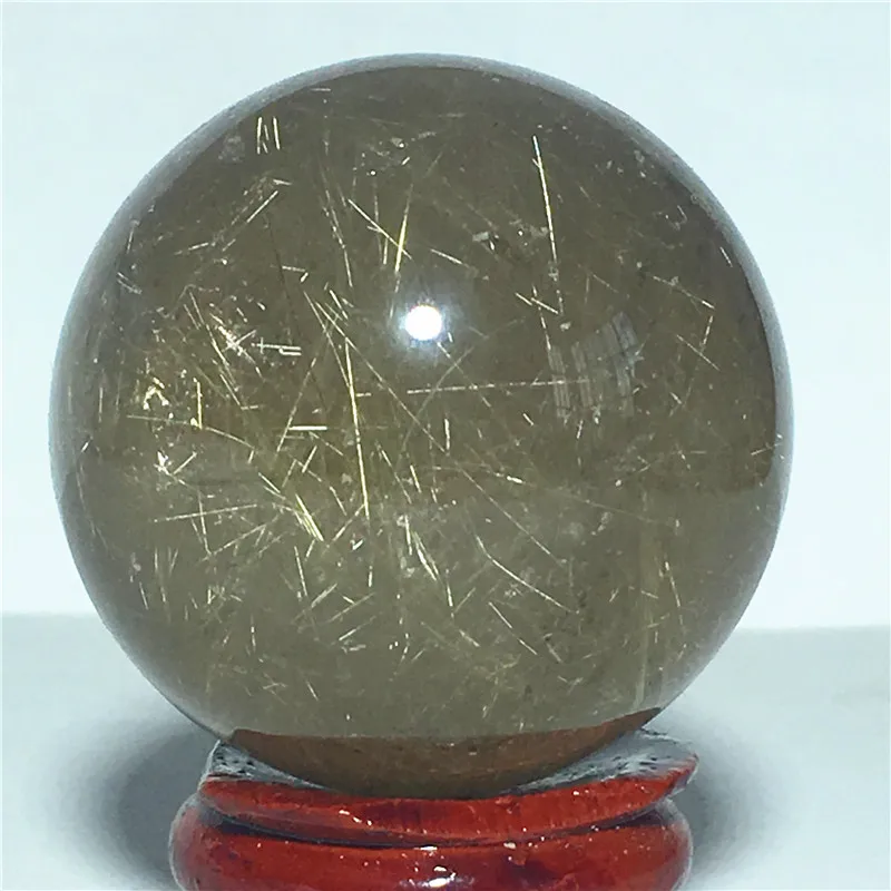 

Natural Golden hair crystal Quartz Crystal Sphere Ball Stones and decorations Reiki healing