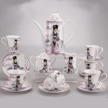 15 STÜCKE Porzellan Kaffee Gesetzt Europäischen Stil Tee-Set Keramik britischen Bone China Teekanne Und Tee Tassen Mit Luxus Geschenk Box