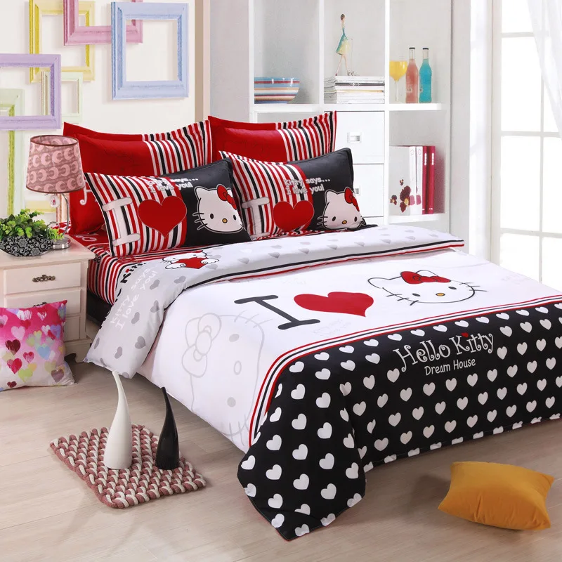 2017 New Hello Kitty Bed Linen Double Quilt Bed Linen Quilt Cover