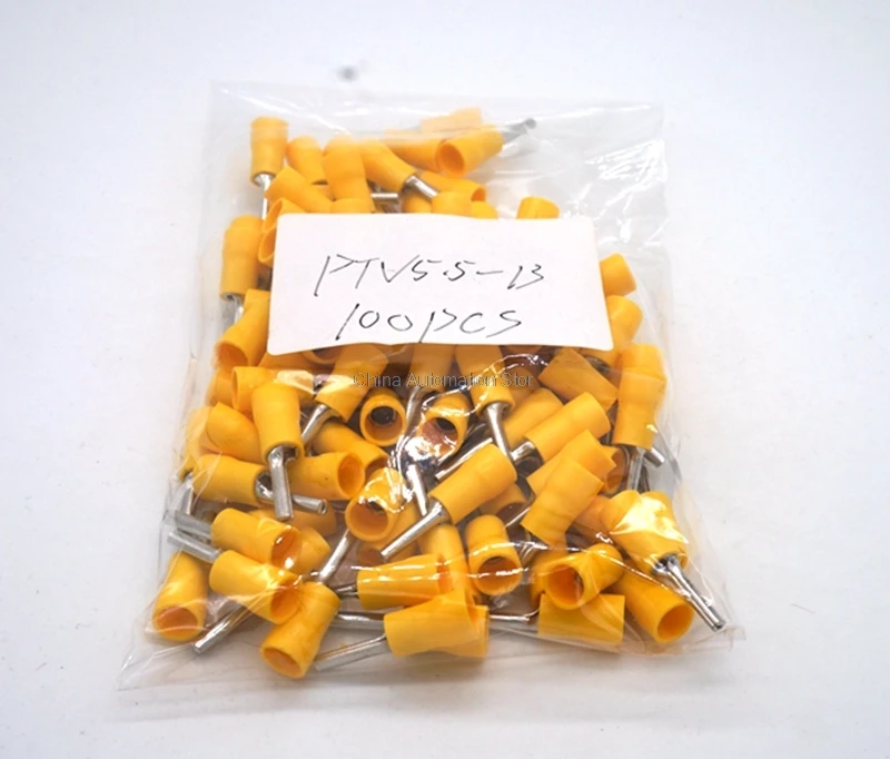 100x PTV5.5 13 12 10 AWG Yellow Insulated pin wire Terminals electronic