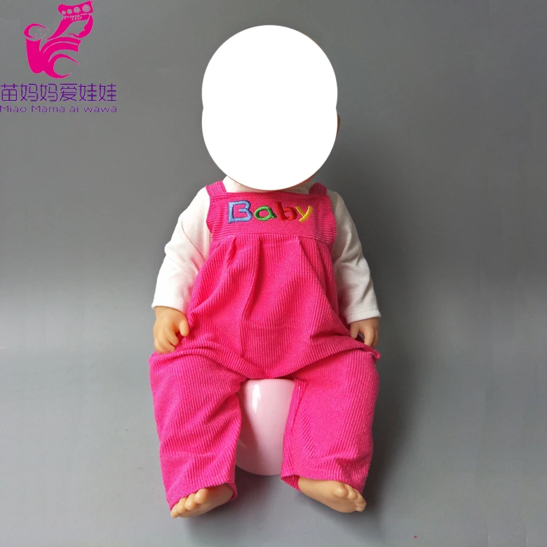 Rose Pink Strap pants +Cloth for 43cm  baby Doll new born baby dolls wear set children practise put on cloth toys