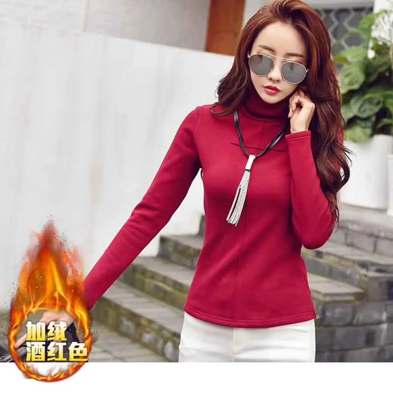 

Winter Plus Size 3XL Long Sleeve Shirt Women Fashion Woman Blouses 2018 Plus velve Turtleneck Blouse Womens Tops and Blouses