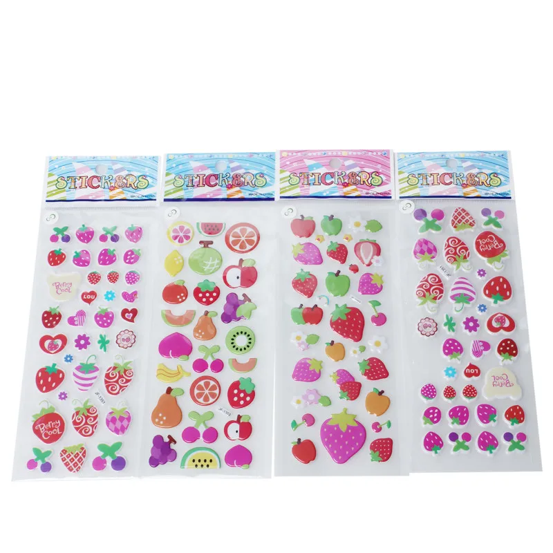 5pcs/lot 10 patterns can choose Fashion Brand Kids Toys Cartoon 3D Stickers Children girls boys PVC Stickers Bubble Stickers
