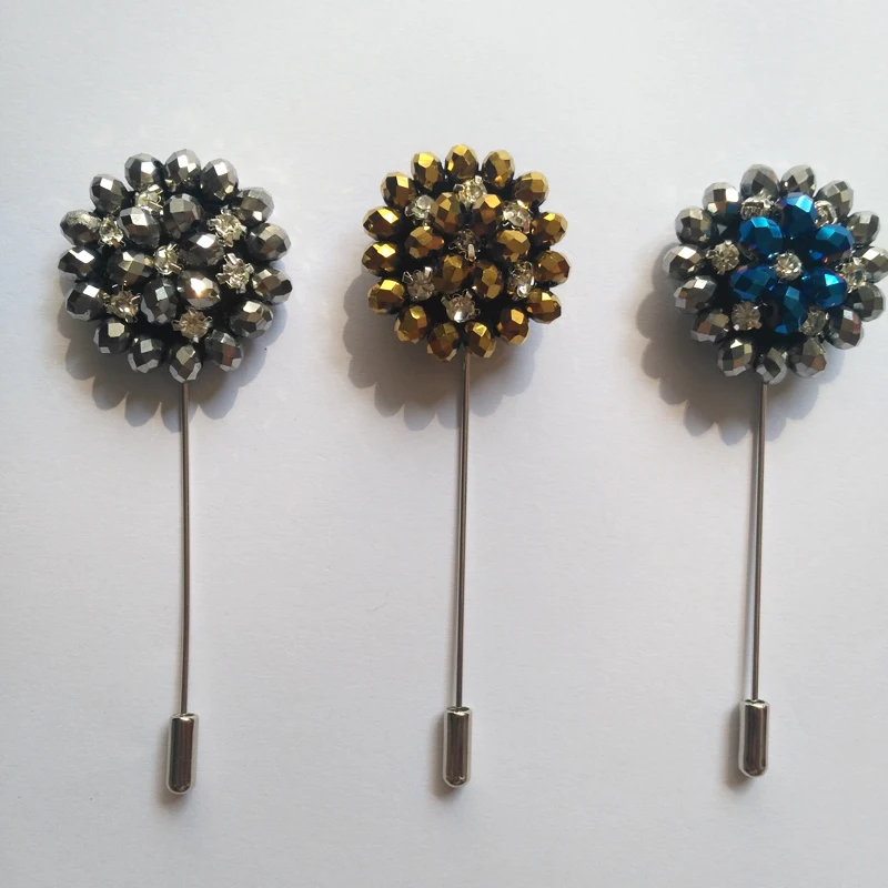 Handmade Crystal Hijab Pins Flower Muslim Hijab Brooches For Women 