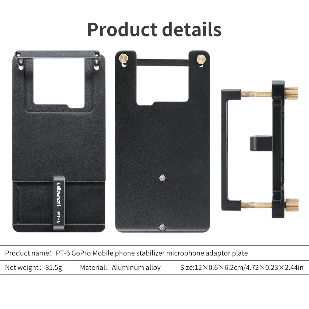 ULANZI PT-6 экшн-камера адаптер для хранения микрофона кабель Монтажная пластина ручной карданный аксессуар крепление для GoPro Hero 7/6/5