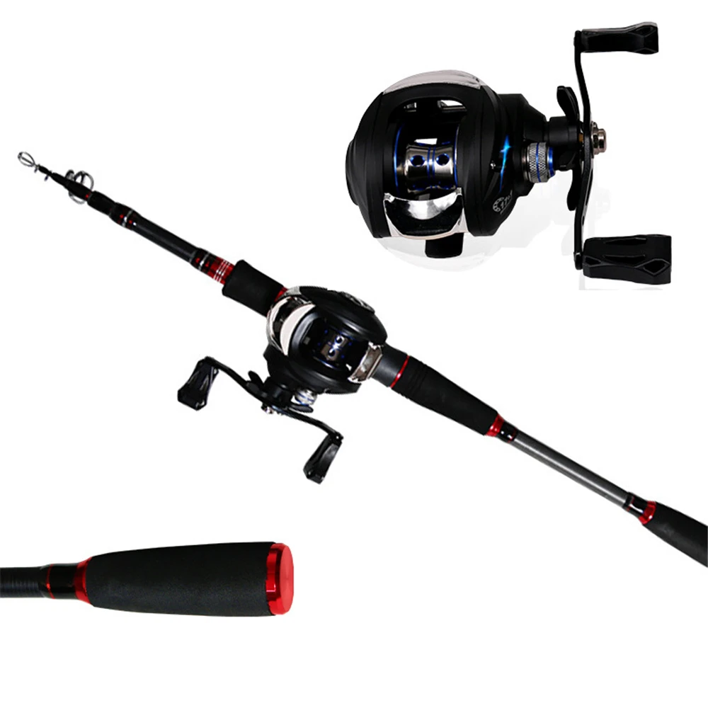 

Telescopic Fishing Rod Combo Baitcasting Reel Carbon Pole Spool Baitcasting 4+1BB Gear Ratio 7.2:1 Fishing Wheels Set Pesca