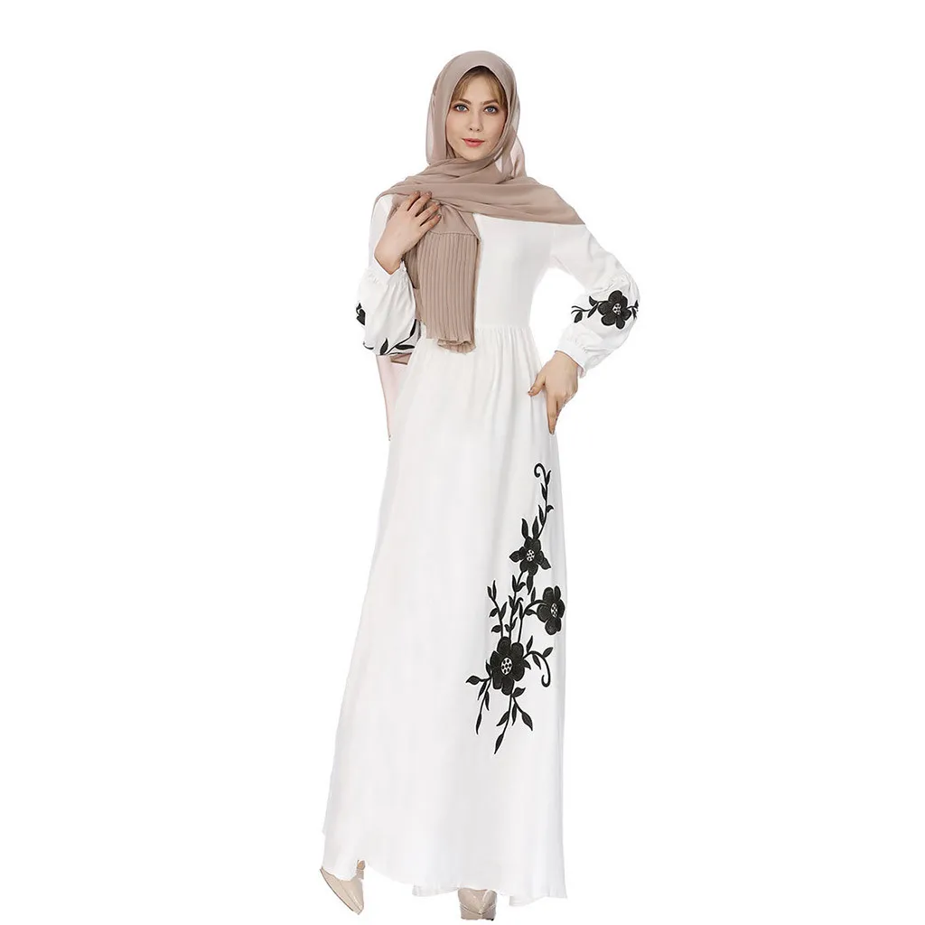 Длинная Абая платье Повседневное женские мусульманские платья шифон с длинным рукавом платье длинный свитер большой Размеры платье с