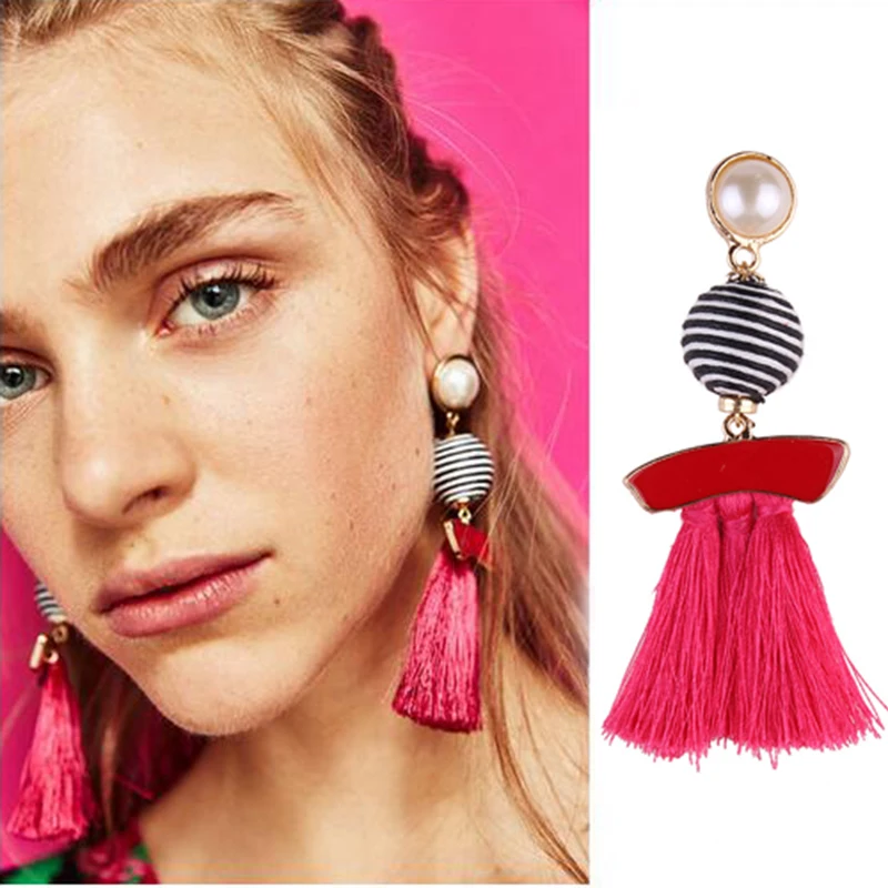 

Best lady Fringed Fashion Women Statement Earrings Tassel Multicolored Drop Dangle Earrings For Women Wedding Charm Hotsale 5389