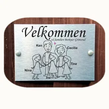 Velkommen) норвежские дверные таблички, индивидуальная ручка, семейная табличка с именем дома для 5 человек, Алюминиевая-полиэтиленовая Композитная Панель