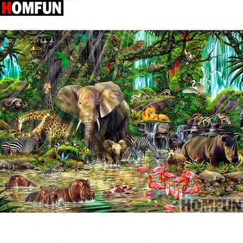 

HOMFUN Full Square/Round Drill 5D DIY Diamond Painting "Animal elephant" 3D Diamond Embroidery Cross Stitch Home Decor A19323