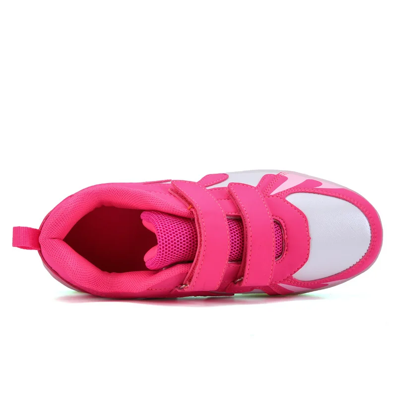 2019 лучшие продажи размер 28-37 розовый мальчики девочки Led обувь дети Usb с 7 светодиодами обувь дети ребенок