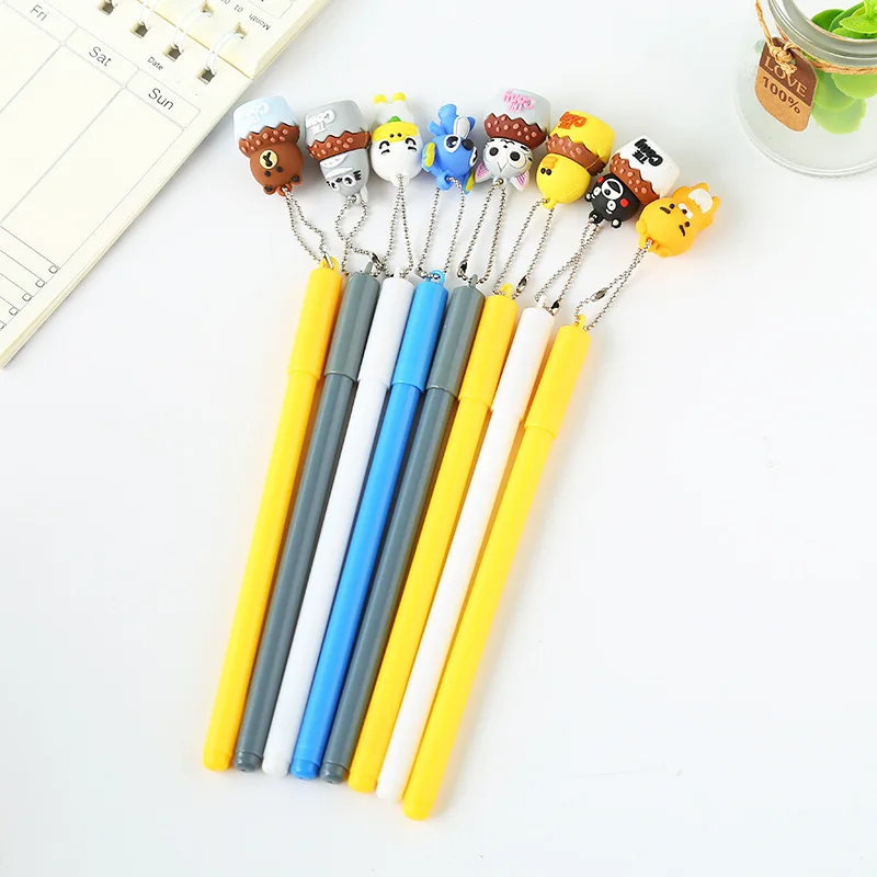 

32 pcs/lot Cute Cat gel pen Cartoon 0.5mm totoro bear pendant black ink Signature pens school supplies escolar