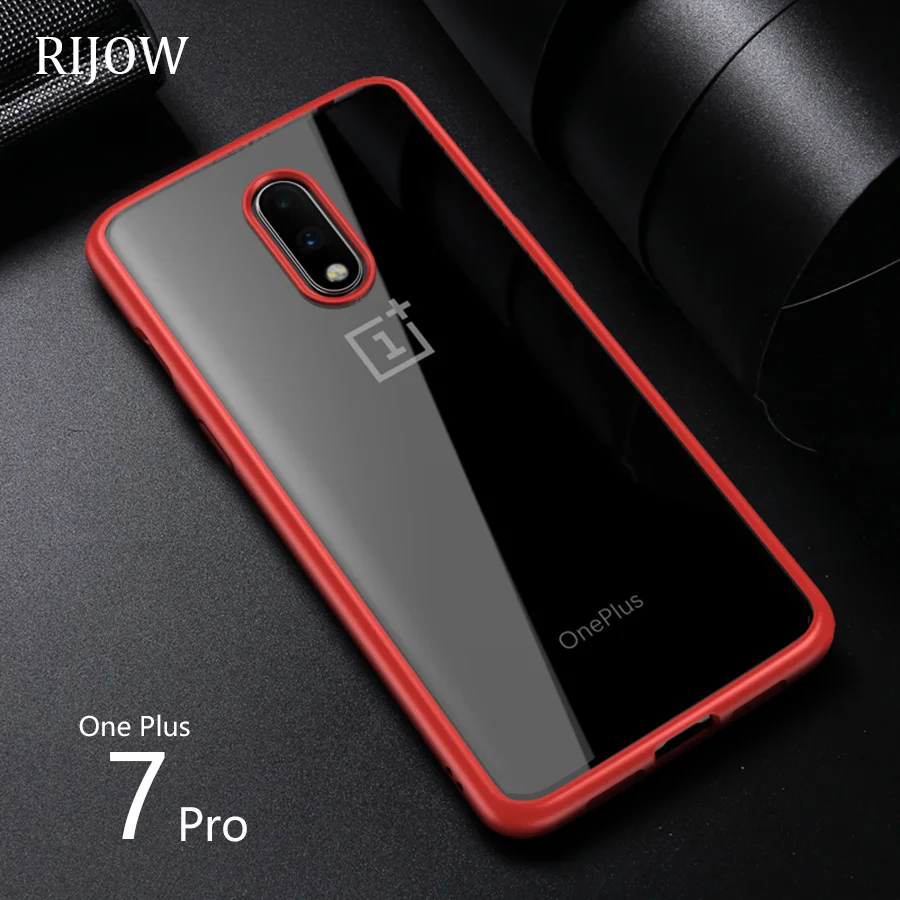 

RIJOW Case for OnePlus 7 Pro Case Anti-knock Transparent Acrylic Reinforced Corner TPU Soft Silicone cover One Plus 7 Pro Coque
