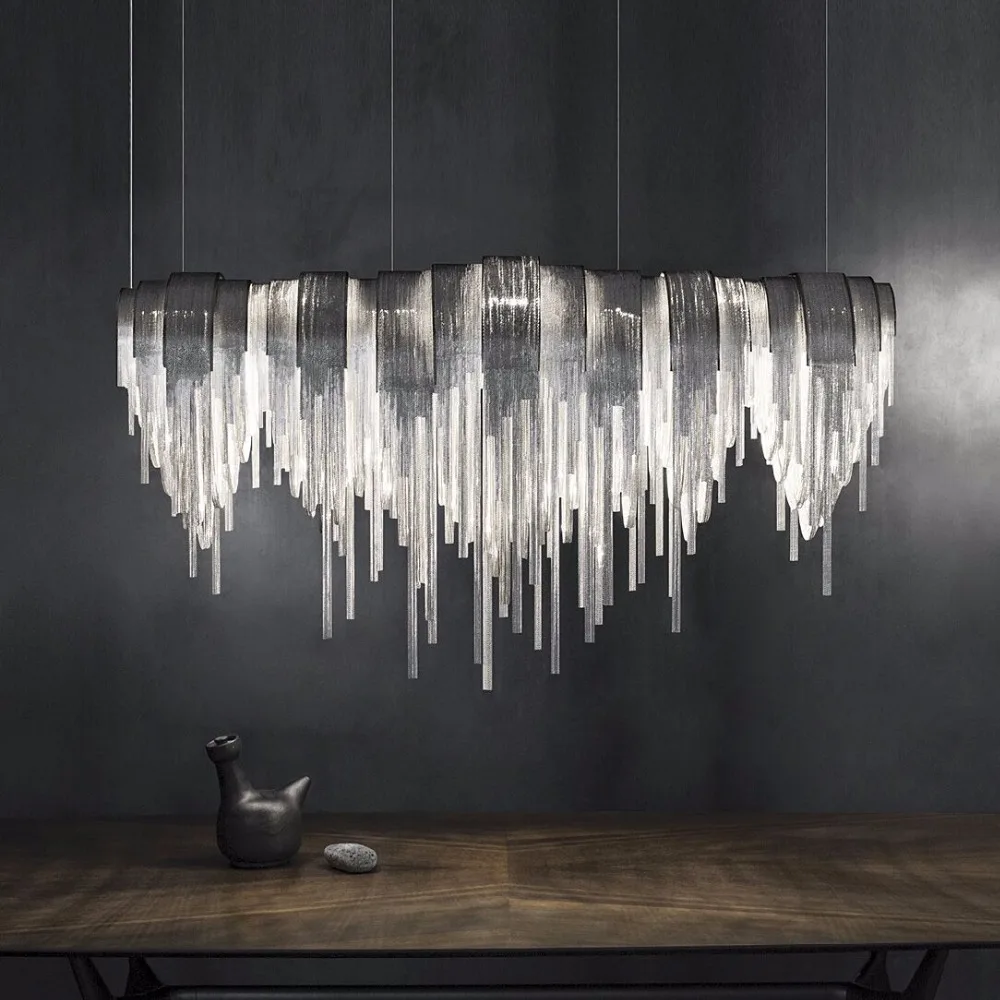italy tassel aluminium chain chandelier lighting modern luxury chain