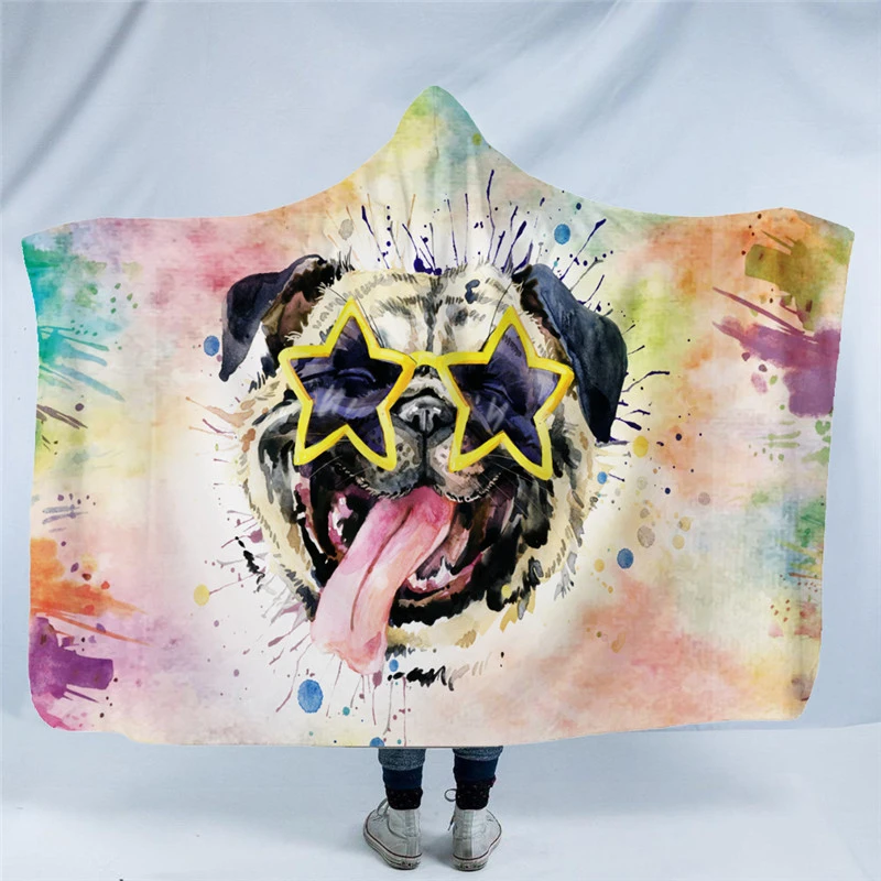 

Animal Hoodie Blanket For Kids Adults Cartoon Dinosaur Dog Tiger Leoperd Winter Warm Sofa Plush Fluffy Hooded Blanket Xmas Gift