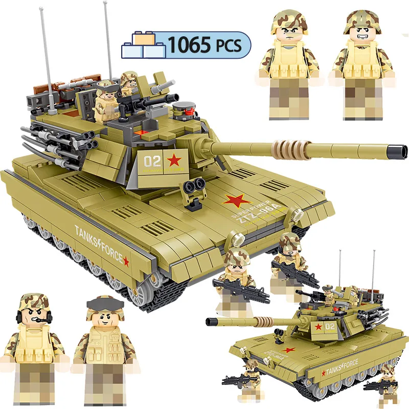 

1065PCS Military china 96A Main Battle Tank force Building Blocks For legoing Army Soldier Weapon figures Bricks Toys for boys