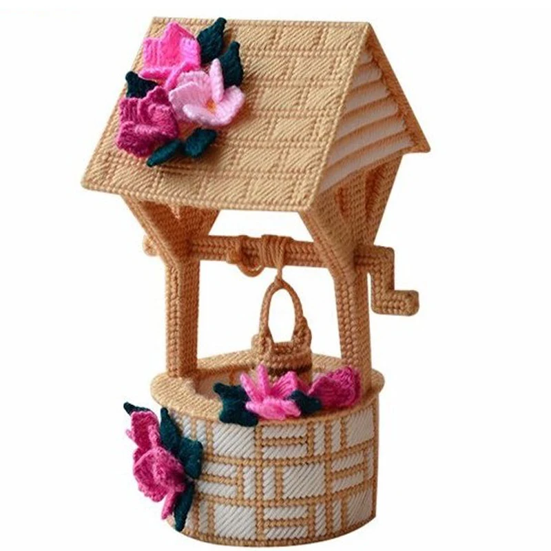

Needlework,Has been cut,3D three-dimensional Wishing Well cross stitch ,storage box