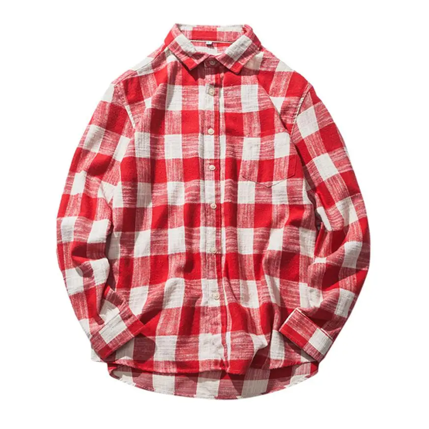 Jaycosin Mens Autumn Casual Shirts Fashion Cotton Plaid Broadcloth Check Long Sleeve Black Shirt Top Turn-down Collar Z1123 To Enjoy High Reputation In The International Market Men's Clothing