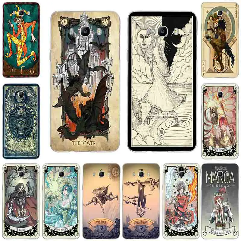

For Samsung Galaxy A3 A5 A7 J2 J3 J4 J5 J6 J7 J8 2016 2017 2018 Shell Soft TPU Silicone Phone Cases Bags Fashion Tarot Card
