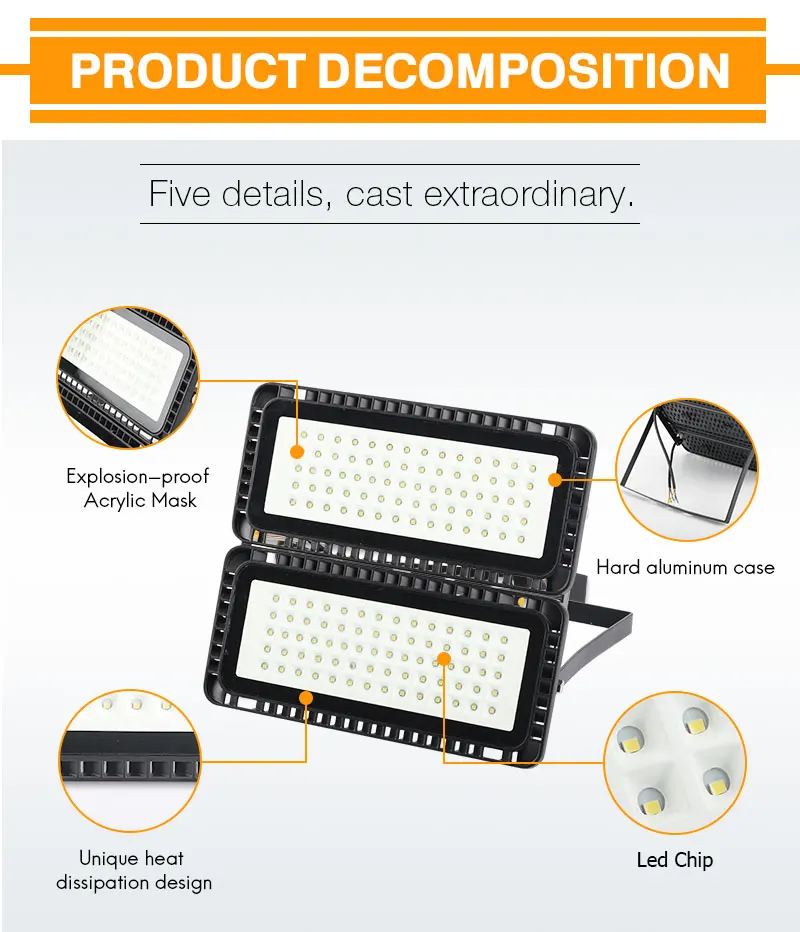 Открытый светодиодный прожектор 50 W 100 W 150 W 200 W 220 V 240 V Водонепроницаемый IP65 проектор наружный светодиодный прожектор Прожекторы