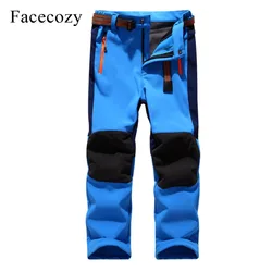 Facecozy Kids Winter Thicken Outdoor Sports Pants With Fleece Windproof Warm Softshell Trousers Children Adventure Camping Pants Facecozy Kids Winter Thicken Outdoor Sports Pants With Fleece Windproof Warm Softshell Trousers Children Adventure Camping Pants