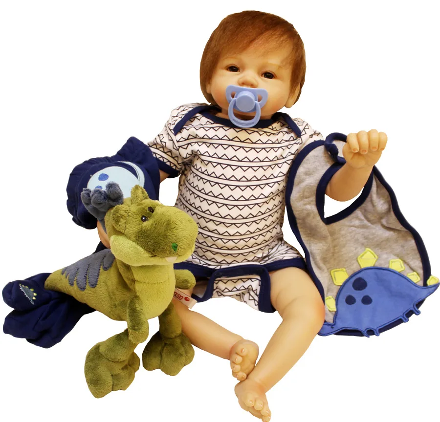 

55cm High Grade Reborn Baby Boy Doll Boneca Babies Reborn-dolls in Striped Soft Clothes as Collectible Gifts Toys Dolls for Kids