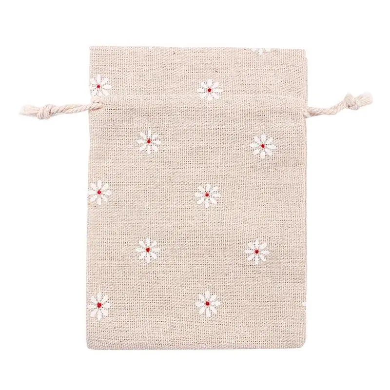 White daisy 20 шт хлопок сумка 10*14 см Модная Мягкая Drawstring экологически чистые подарок мешок конфет для День рождения свадебные - Цвет: White daisy