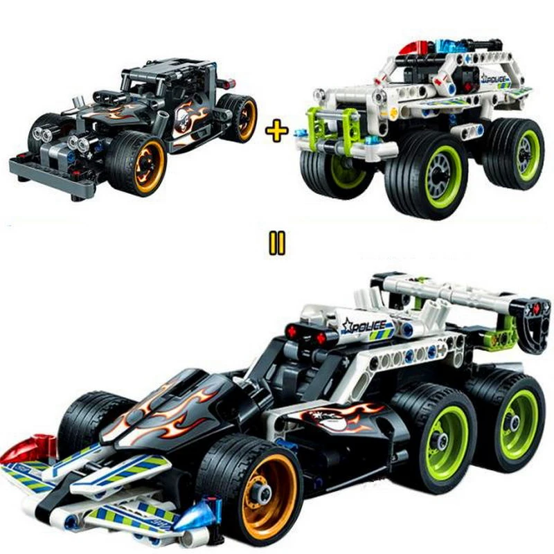 DECOOL 2 In 1 Technic Getaway Pullback Racing Car Building Blocks Brick Set Compatible LegoIN Playmobil Toys For Children