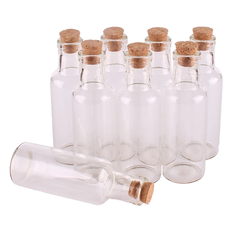 20pcs 25ml size 27*80*10mm Transparent Glass Wishing Bottles with Cork Stopper Empty Spice Jars Vials Christmas Wedding gift 5