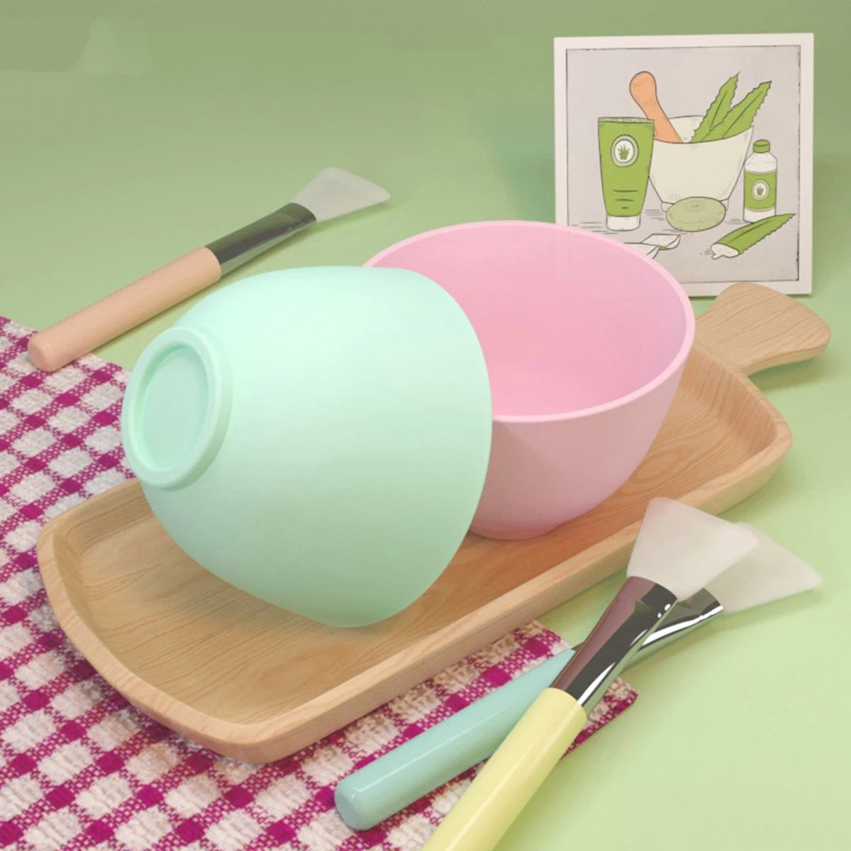 Брендовая миска для смешивания масок для лица DIY миски для смешивания масок для лица с силиконовой щеткой для волос косметические инструменты наборы туалетных принадлежностей
