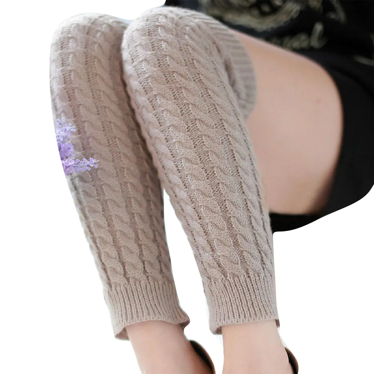 Модные женские зимние теплые гетры, вязаные крючком длинные носки, Прямая поставка Oct.16 - Цвет: B
