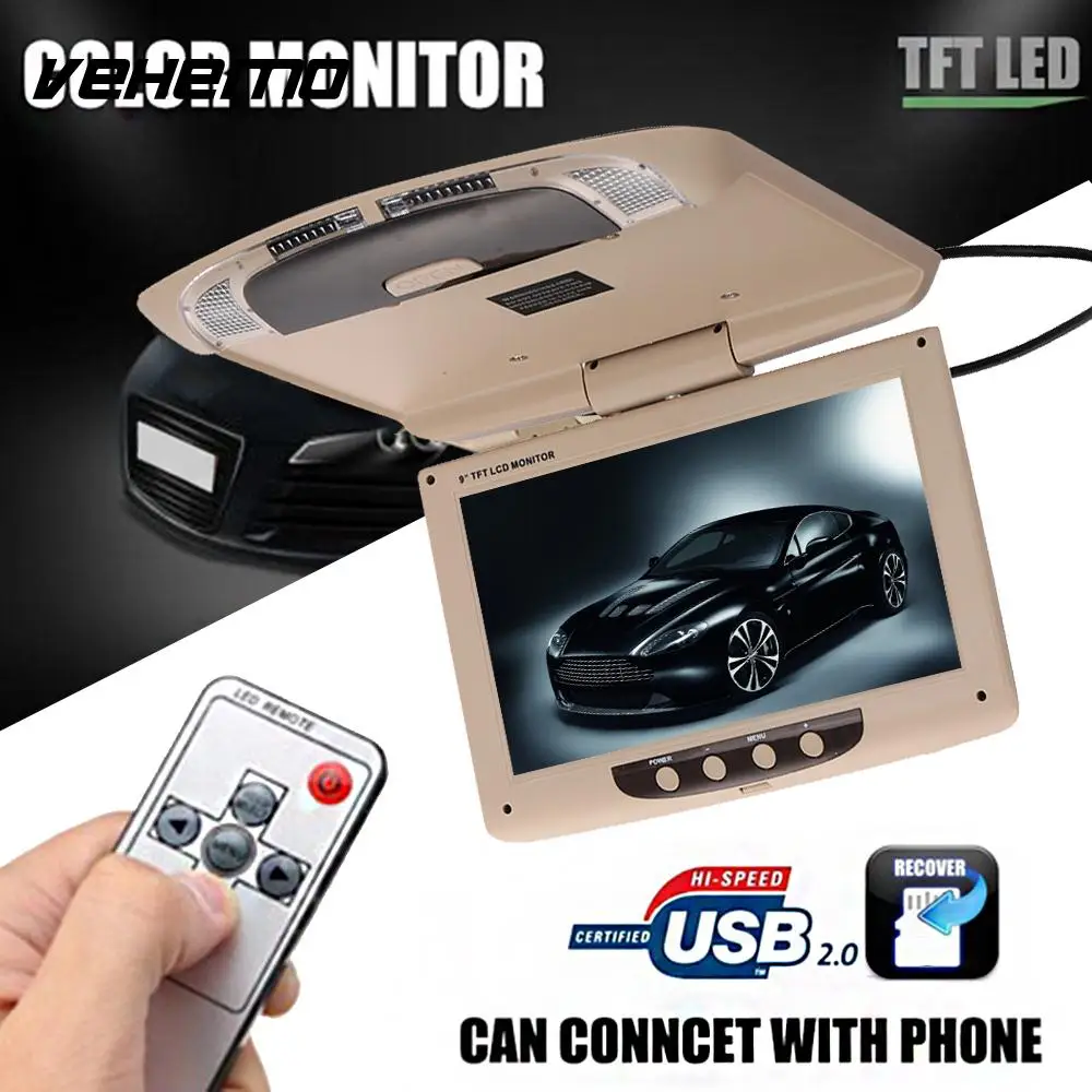

Car Display Ceiling Roof Mount Display Universal Car Monitor Car Automotive TFT-LCD DC 12V Smart 9 Inch Durable