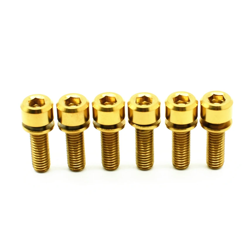 

Titanium Bolt for Stem M5 Ti Bolt w/ Captive Washer Column Coned Head Hexagon Socket Ti screws Ti fasteners Pack of 6pcs