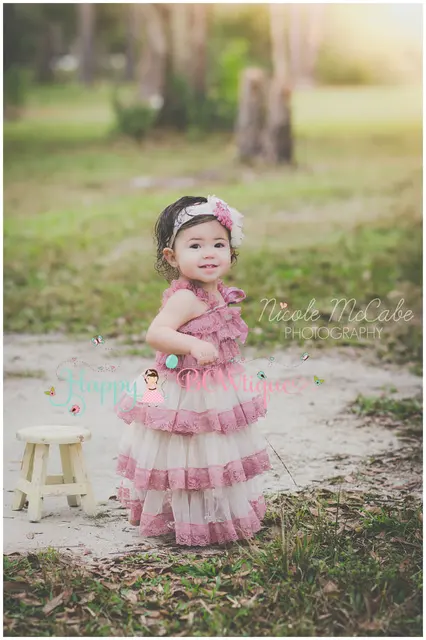 Flower Girl DressChampagne Rose Chiffon Lace Dresswedding Dress Flower Girl DressChampagne Rose Chiffon Lace Dresswedding Dress