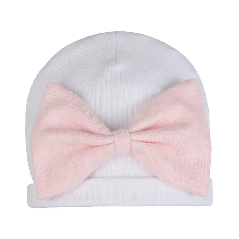 White Baby Beanie Hat Big Bowknot Newborn Boys Girls Hospital Cap High Quality Pure Cotton Soft Comfortable Infant Skull Hat Cap 2019 New (15)