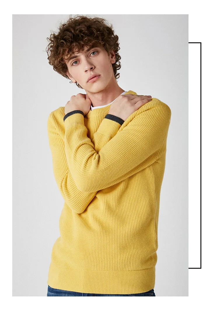 Отборный Мужской Хлопковый пуловер с круглым вырезом свитер фигурный переплетение трикотажная одежда S | 419124526